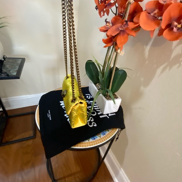 Kurt Geiger London Mini Yellow Embellished Convertible Crossbody - Picture 8 of 9